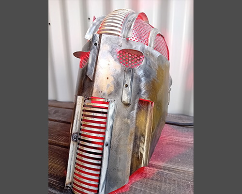 Mandolorian Elder helmet with copper light