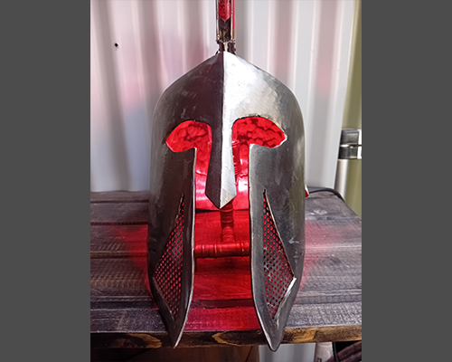 Spartan helmet with copper light